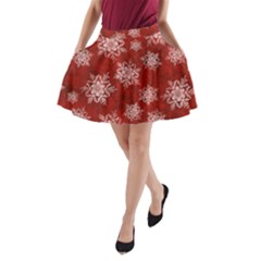 Snowflakes And Star Patternsred Snow A-line Pocket Skirt by artworkshop