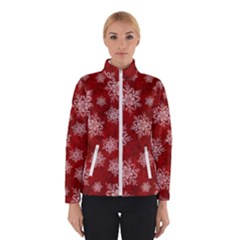 Snowflakes And Star Patternsred Snow Women s Bomber Jacket by artworkshop