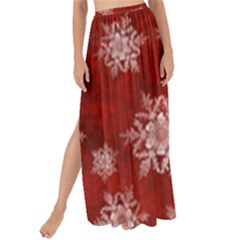 Snowflakes And Star Patternsred Snow Maxi Chiffon Tie-up Sarong by artworkshop