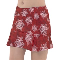 Snowflakes And Star Patternsred Snow Classic Tennis Skirt by artworkshop