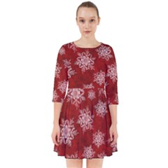 Snowflakes And Star Patternsred Snow Smock Dress by artworkshop