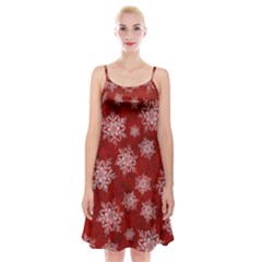 Snowflakes And Star Patternsred Snow Spaghetti Strap Velvet Dress by artworkshop