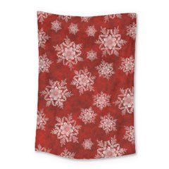 Snowflakes And Star Patternsred Snow Small Tapestry by artworkshop