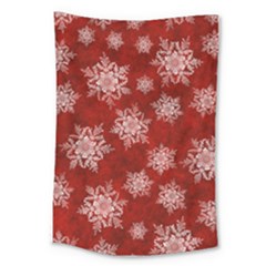 Snowflakes And Star Patternsred Snow Large Tapestry by artworkshop