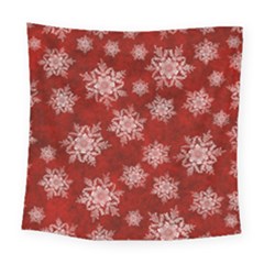 Snowflakes And Star Patternsred Snow Square Tapestry (large) by artworkshop