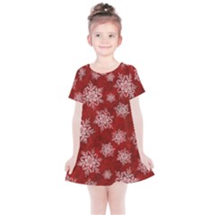 Snowflakes And Star Patternsred Snow Kids  Simple Cotton Dress