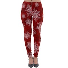 Snowflakes And Star Patternsred Snow Lightweight Velour Leggings by artworkshop