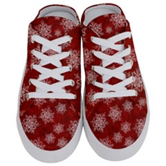 Snowflakes And Star Patternsred Snow Half Slippers by artworkshop