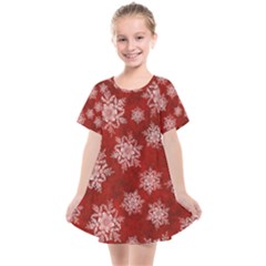 Snowflakes And Star Patternsred Snow Kids  Smock Dress by artworkshop