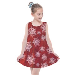 Snowflakes And Star Patternsred Snow Kids  Summer Dress by artworkshop