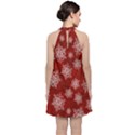 Snowflakes And Star Patternsred Snow Velvet Halter Neckline Dress  View2