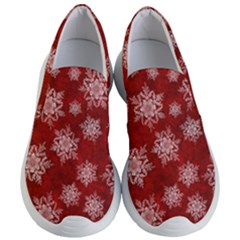 Snowflakes And Star Patternsred Snow Women s Lightweight Slip Ons by artworkshop