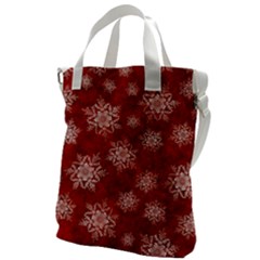 Snowflakes And Star Patternsred Snow Canvas Messenger Bag by artworkshop