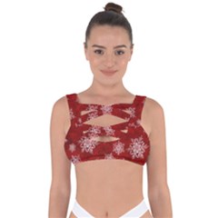 Snowflakes And Star Patternsred Snow Bandaged Up Bikini Top