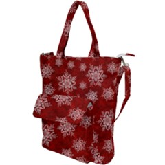 Snowflakes And Star Patternsred Snow Shoulder Tote Bag by artworkshop