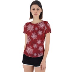 Snowflakes And Star Patternsred Snow Back Cut Out Sport Tee by artworkshop