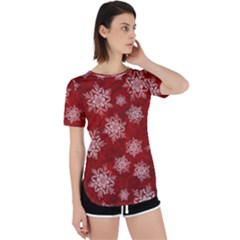 Snowflakes And Star Patternsred Snow Perpetual Short Sleeve T-shirt by artworkshop