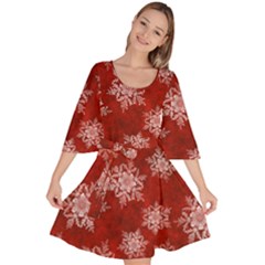 Snowflakes And Star Patternsred Snow Velour Kimono Dress by artworkshop