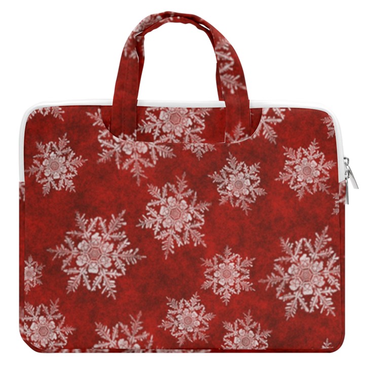 Snowflakes And Star Patternsred Snow MacBook Pro 13  Double Pocket Laptop Bag