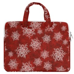 Snowflakes And Star Patternsred Snow Macbook Pro 16  Double Pocket Laptop Bag  by artworkshop