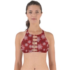 Snowflakes And Star Patternsred Snow Perfectly Cut Out Bikini Top by artworkshop