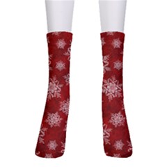 Snowflakes And Star Patternsred Snow Crew Socks by artworkshop