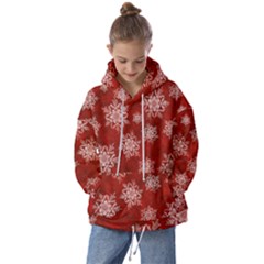 Snowflakes And Star Patternsred Snow Kids  Oversized Hoodie by artworkshop