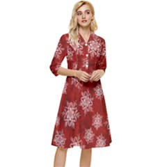 Snowflakes And Star Patternsred Snow Classy Knee Length Dress