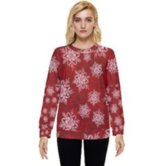 Snowflakes And Star Patternsred Snow Hidden Pocket Sweatshirt