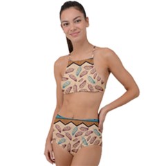 Ethnic Tribal Pattern Background High Waist Tankini Set by Vaneshart