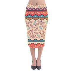 Ethnic Tribal Pattern Background Velvet Midi Pencil Skirt by Vaneshart