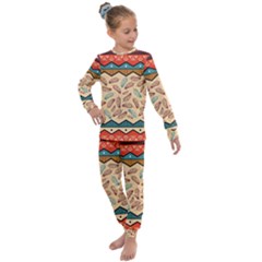 Ethnic Tribal Pattern Background Kids  Long Sleeve Set 