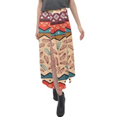 Ethnic Tribal Pattern Background Velour Split Maxi Skirt by Vaneshart