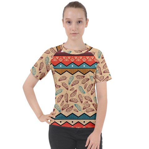 Ethnic Tribal Pattern Background Women s Sport Raglan Tee by Vaneshart