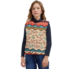 Ethnic Tribal Pattern Background Kid s Short Button Up Puffer Vest	