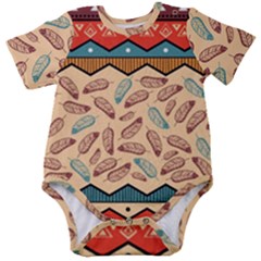 Ethnic Tribal Pattern Background Baby Short Sleeve Onesie Bodysuit by Vaneshart