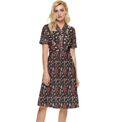 Carpet Symbols Button Top Knee Length Dress by Gohar