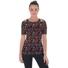 Carpet Symbols Shoulder Cut Out Short Sleeve Top by Gohar