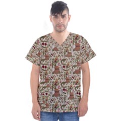 Ornaments Men s V-neck Scrub Top