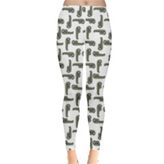 Cute Worm Sketchy Drawing Motif Pattern Leggings  by dflcprintsclothing