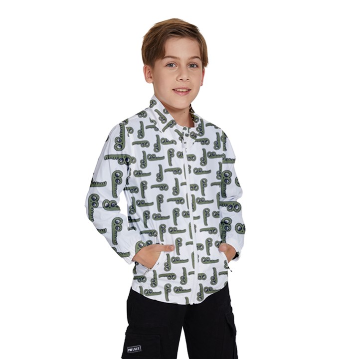 Cute Worm Sketchy Drawing Motif Pattern Kids  Windbreaker