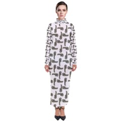 Cute Worm Sketchy Drawing Motif Pattern Turtleneck Maxi Dress by dflcprintsclothing