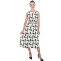 Cute Worm Sketchy Drawing Motif Pattern Midi Tie-Back Chiffon Dress View1