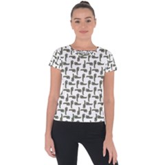 Cute Worm Sketchy Drawing Motif Pattern Short Sleeve Sports Top  by dflcprintsclothing