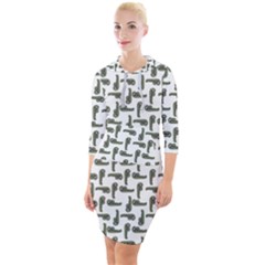 Cute Worm Sketchy Drawing Motif Pattern Quarter Sleeve Hood Bodycon Dress by dflcprintsclothing