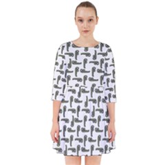 Cute Worm Sketchy Drawing Motif Pattern Smock Dress by dflcprintsclothing