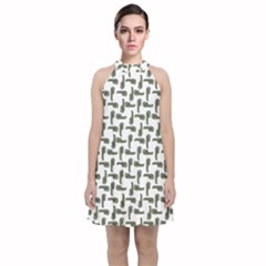 Cute Worm Sketchy Drawing Motif Pattern Velvet Halter Neckline Dress  by dflcprintsclothing