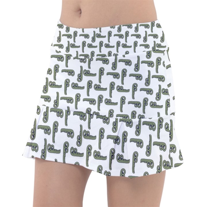 Cute Worm Sketchy Drawing Motif Pattern Classic Tennis Skirt