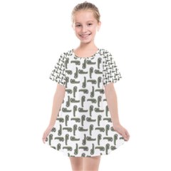 Cute Worm Sketchy Drawing Motif Pattern Kids  Smock Dress by dflcprintsclothing