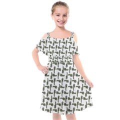 Cute Worm Sketchy Drawing Motif Pattern Kids  Cut Out Shoulders Chiffon Dress by dflcprintsclothing